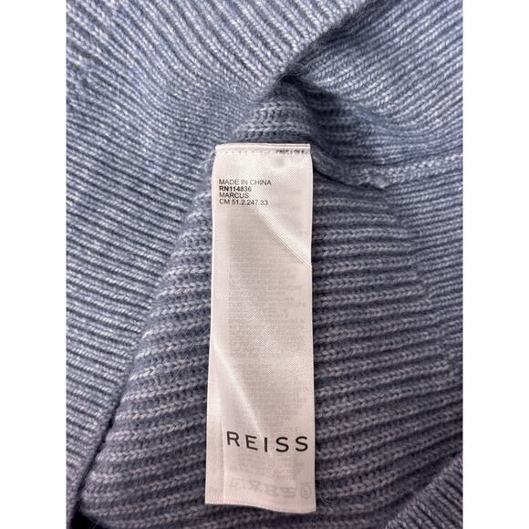 REISS Sweater Medium Mens Ice Blue Ribbed Crewneck Jumper - Picture 8 of 9